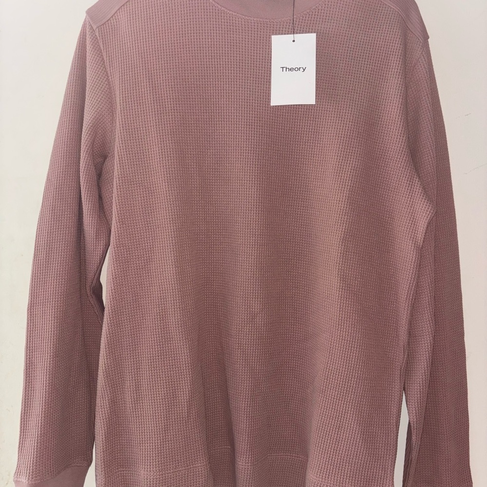 Theory Mauve Waffle Knit Long Sleeve Crew Neck size M New with Tags